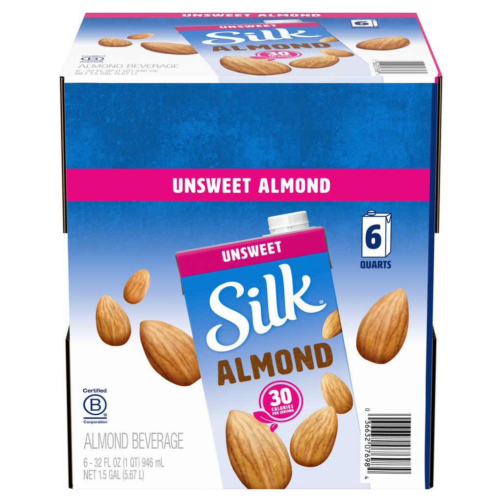 Silk Bebida de Almendras Sin Azúcar Sabor Original 6 Unidades / 946 mL / 32 oz