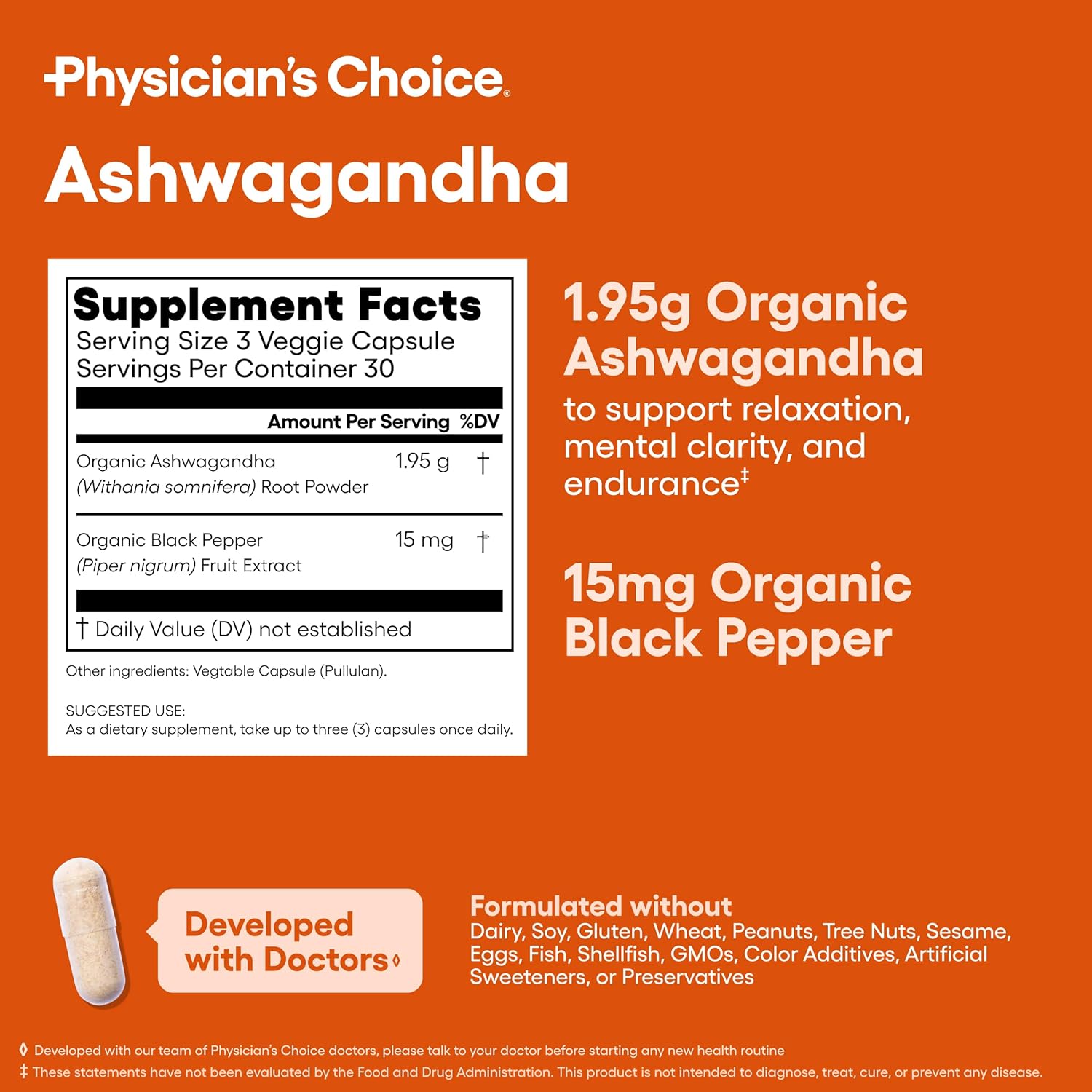 Ashwagandha - Polvo orgánico de raíz de Ashwagandha de 1950 mg con extracto de pimienta negra, alivio del estrés, soporte para el estado de ánimo, 90 cápsulas vegetales de Ashwagandha
