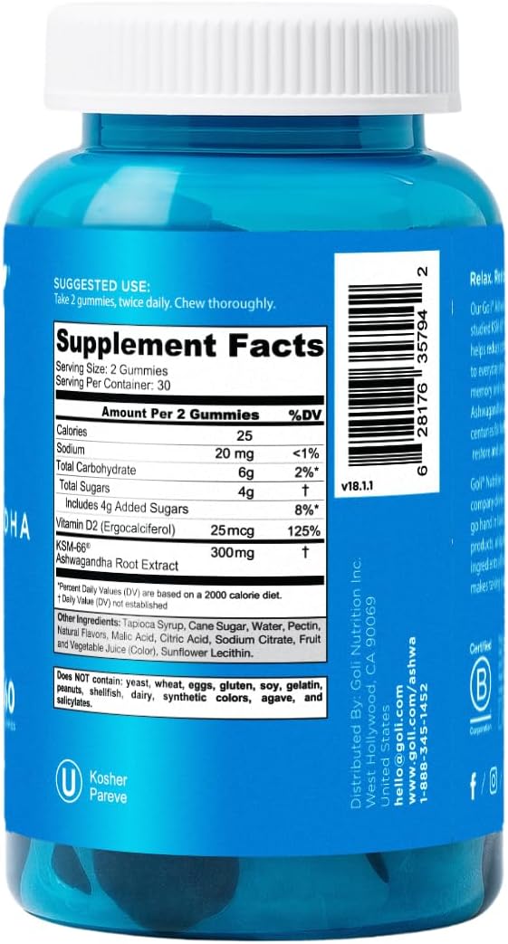 Golí Nutrition Suplemento Ashwagandha en Gomitas con Sabor a Bayas 60 Unidades