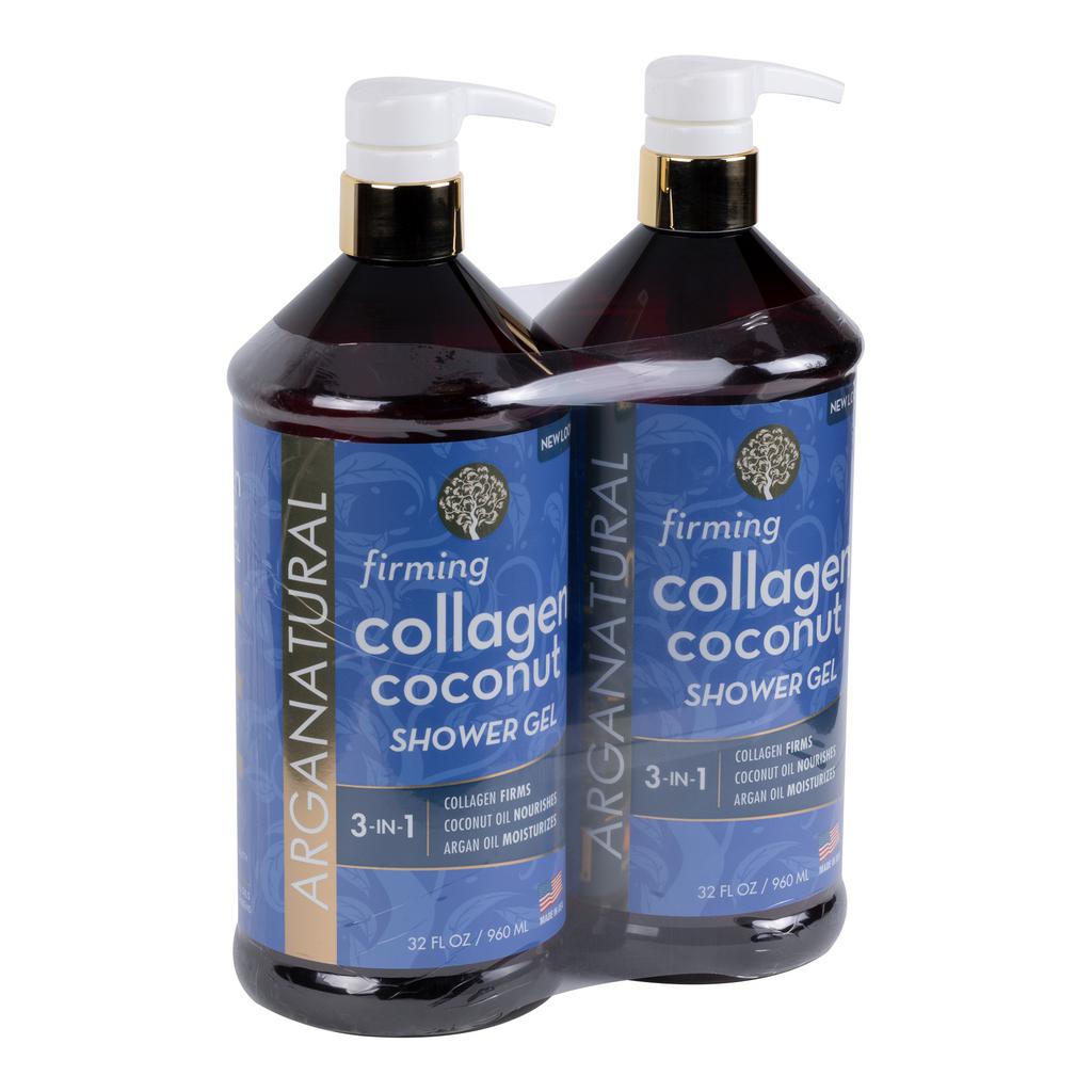 Arganatural Gel de Ducha Reafirmante de Coco con Colágeno 2 Unidades / 960 mL / 32 oz
