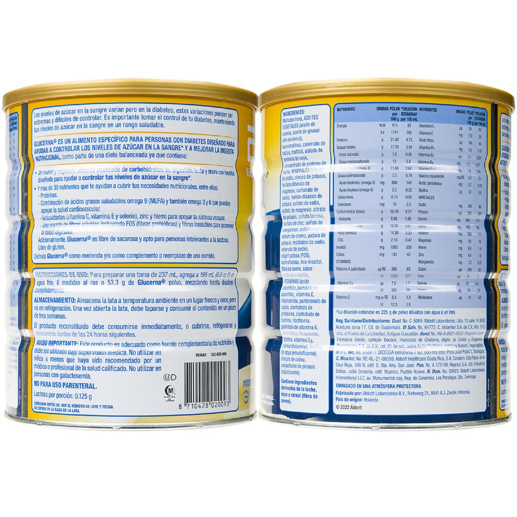 Glucerna Suplemento Alimenticio Diabetes Sabor Vainilla 2 Unidades / 850 g