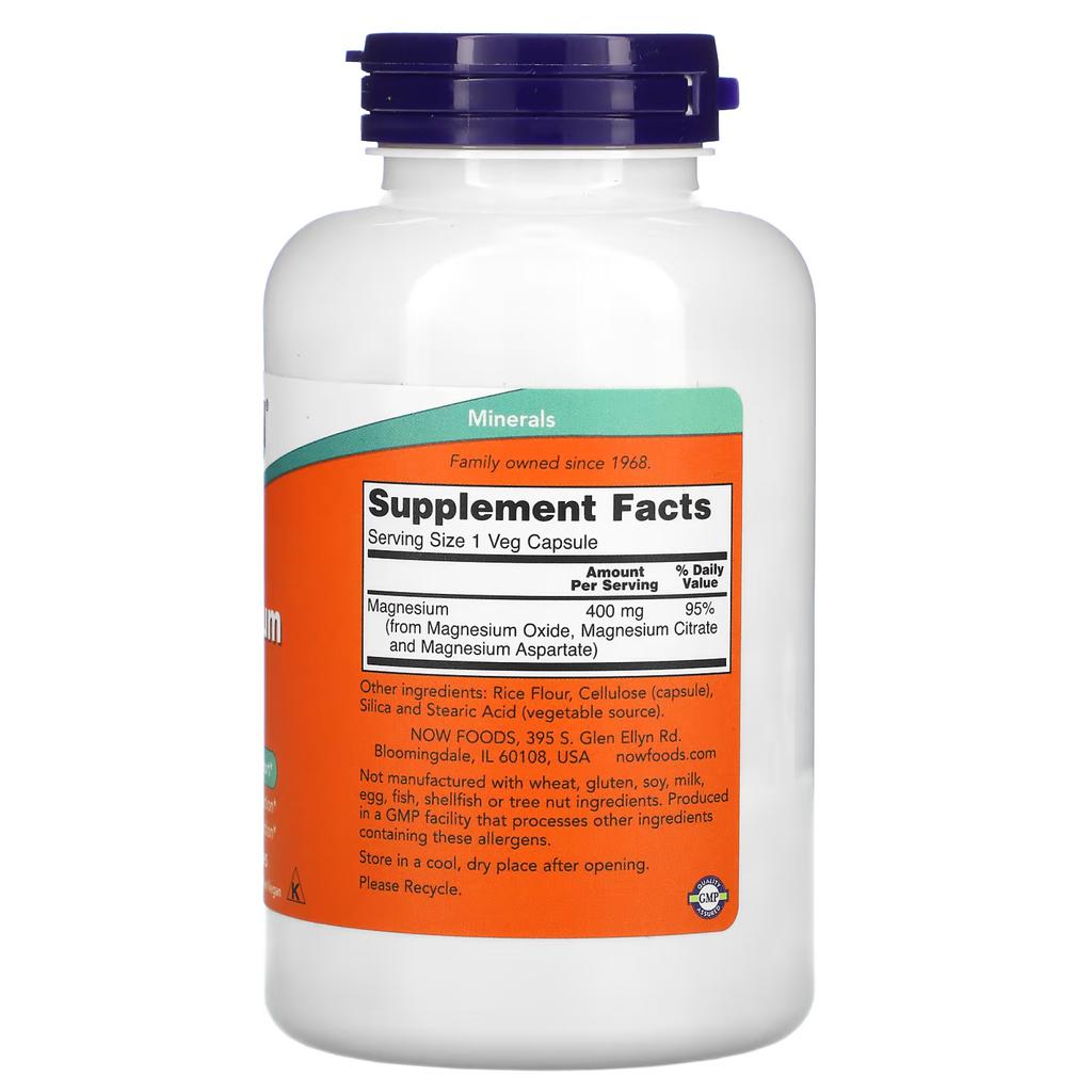 Now Magnesio 180 Cápsulas / 400 mg / 0.01 oz