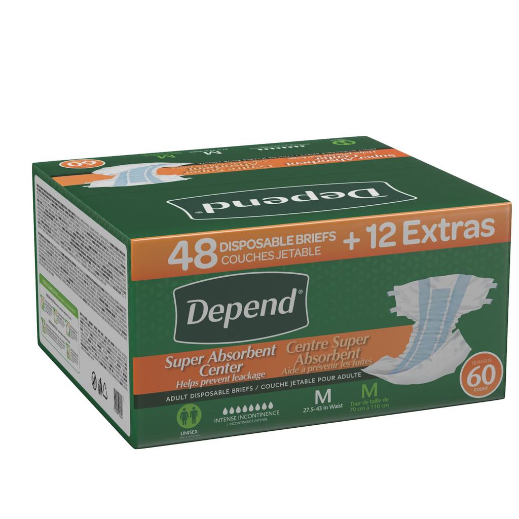 Depend Pañal Mediano para Adulto Incontinencia Intensa 60 Unidades