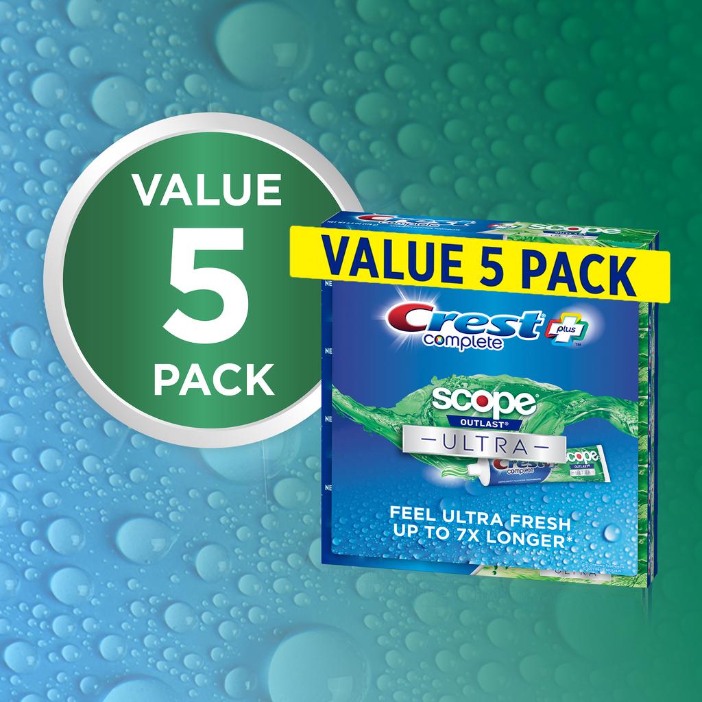 Crest Crema Dental Complete + Scope Advanced Active Foam 5 Unidades / 178 g / 6.3 oz