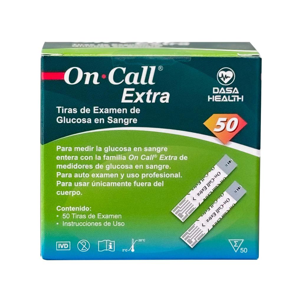 On Call Extra Tiras Reactivas para Medir Glucosa 50 Unidades