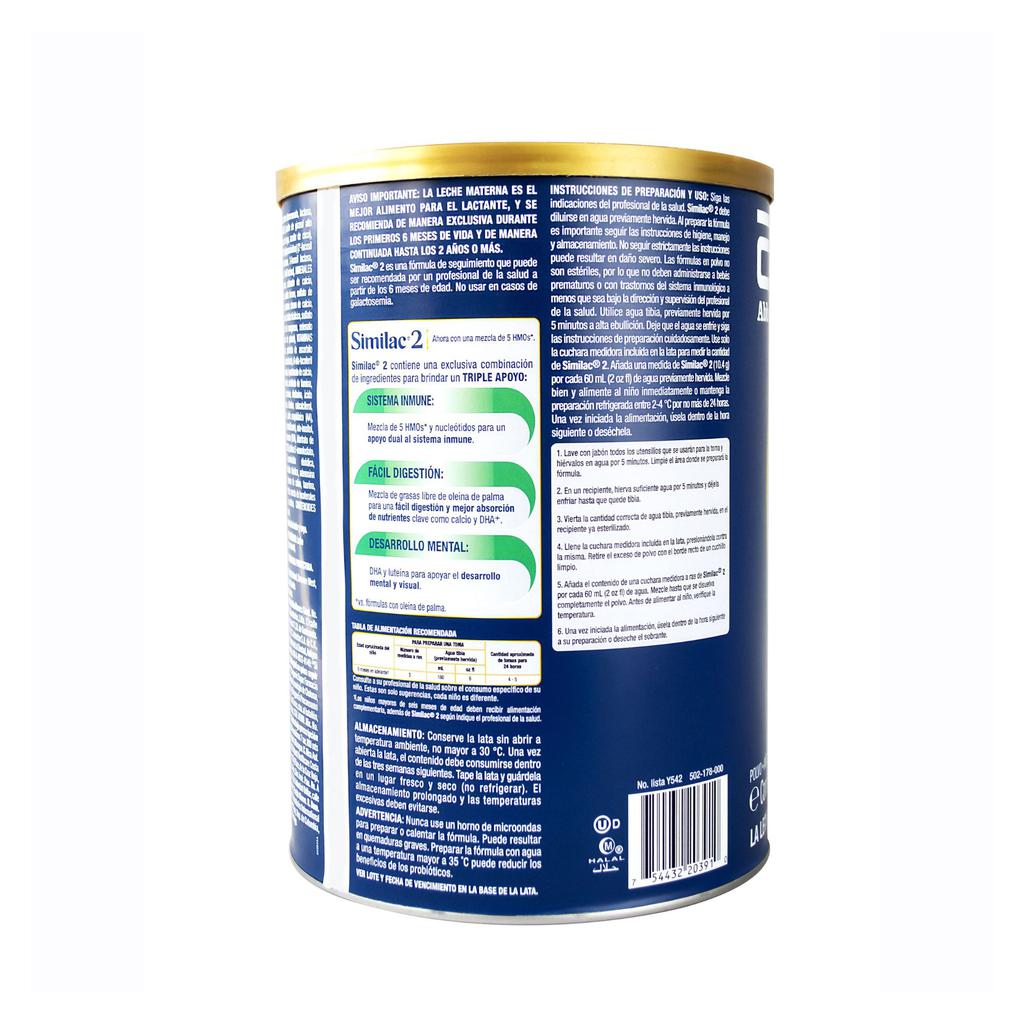 Similac 2 Formula para Bebé en Polvo Enriquecida con 5HMO 1.8 kg / 4 lb