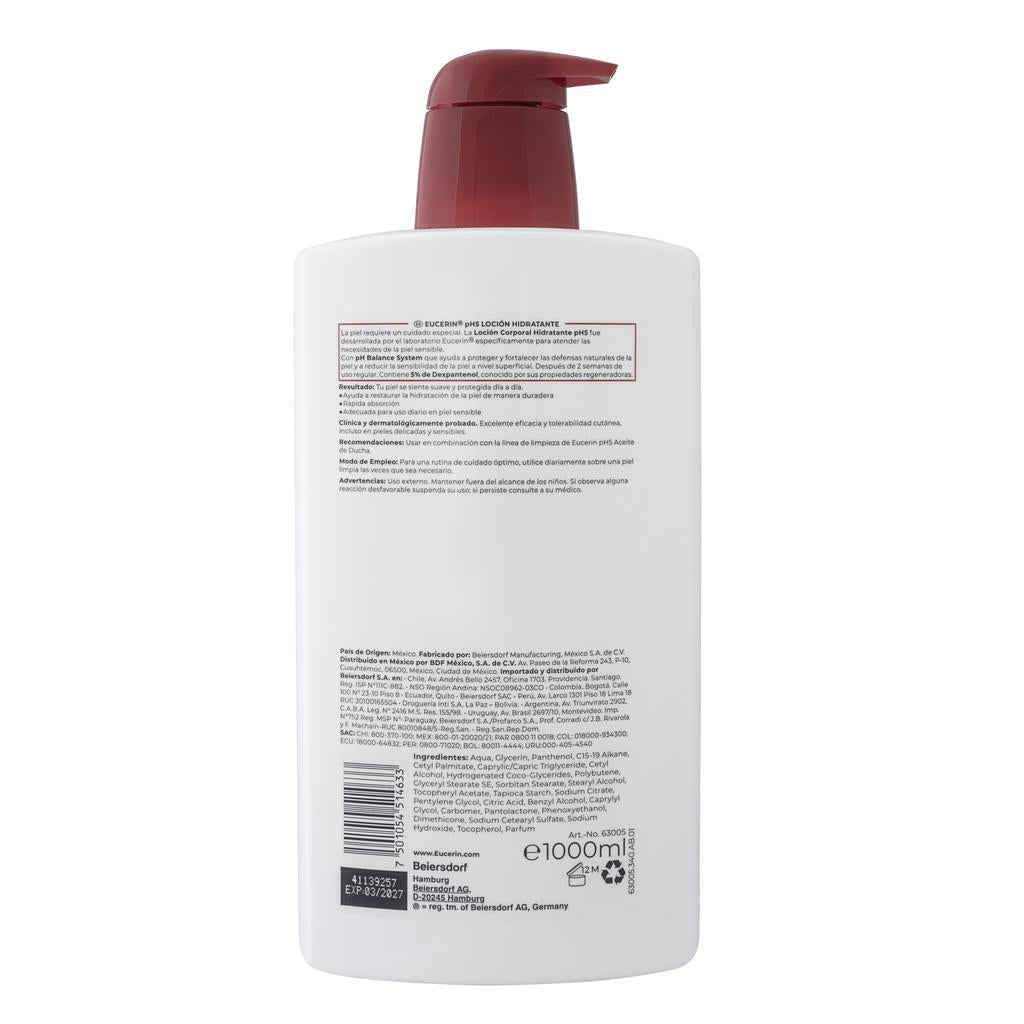 Eucerin Crema Hidratante para Piel Sensible PH5 1 L
