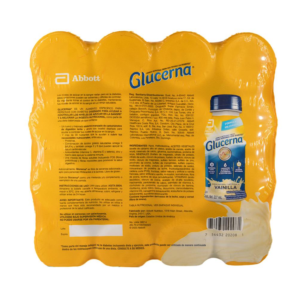 Glucerna Vainilla Suplemento Nutricional para Diabéticos 16 Unidades / 237 mL