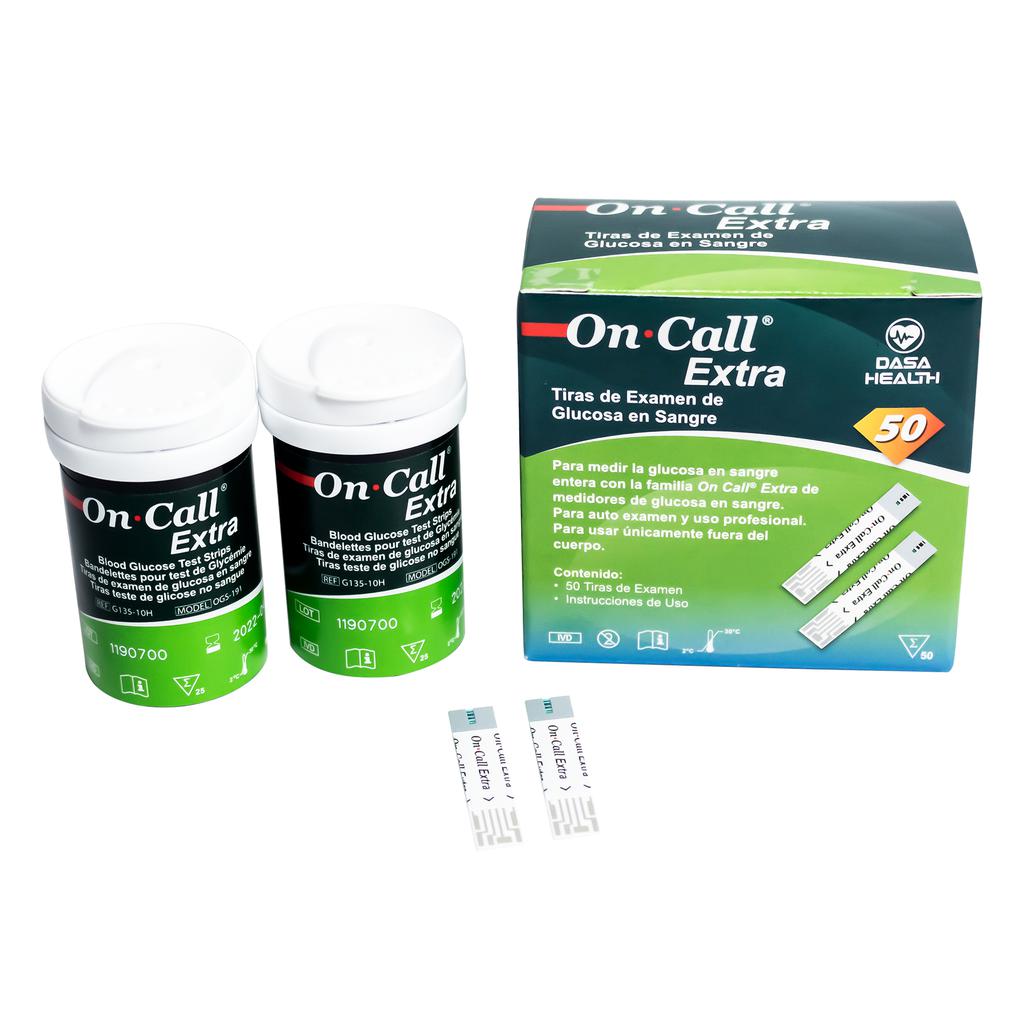 On Call Extra Tiras Reactivas para Medir Glucosa 50 Unidades