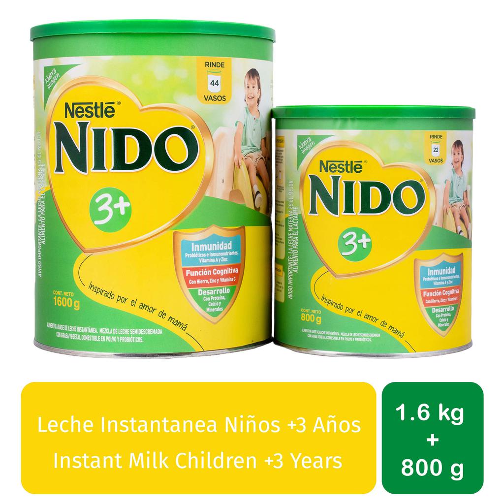 Nestlé Nido Alimento a Base de Leche Instantánea 1.6 kg + 800 g