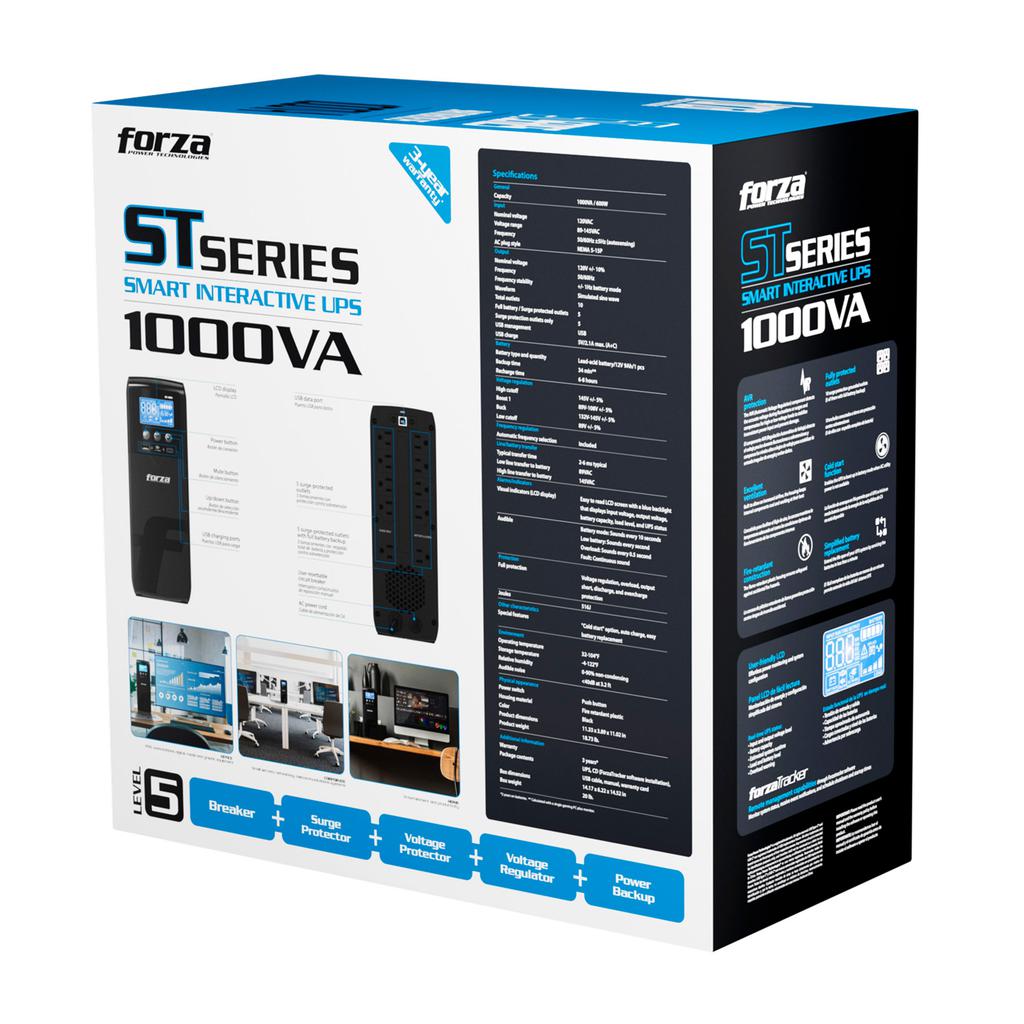 Member's Selection Respaldo de Batería UPS Inteligente con Protección contra Sobretensiones 1 000 VA / 600 W ST-1000MS
