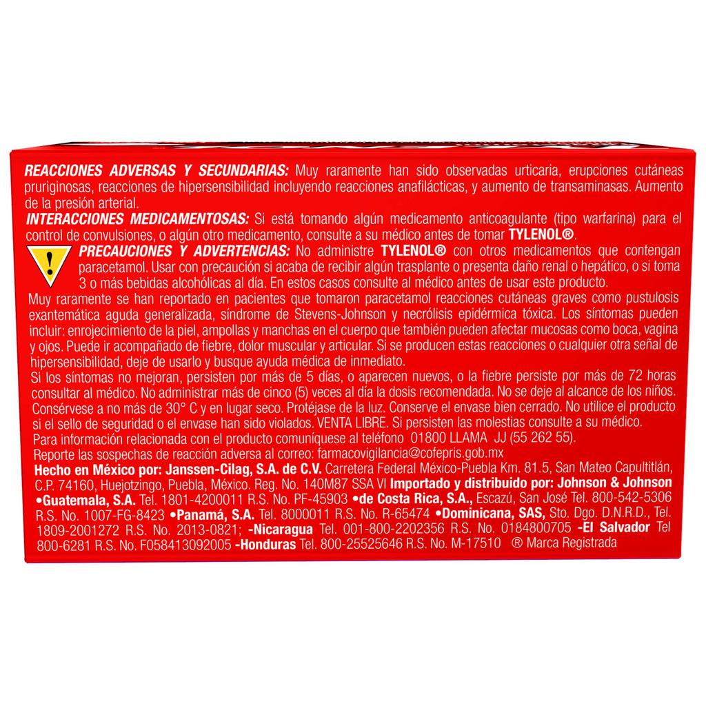 Tylenol Acetaminofen Extra Fuerte 100 Unidades