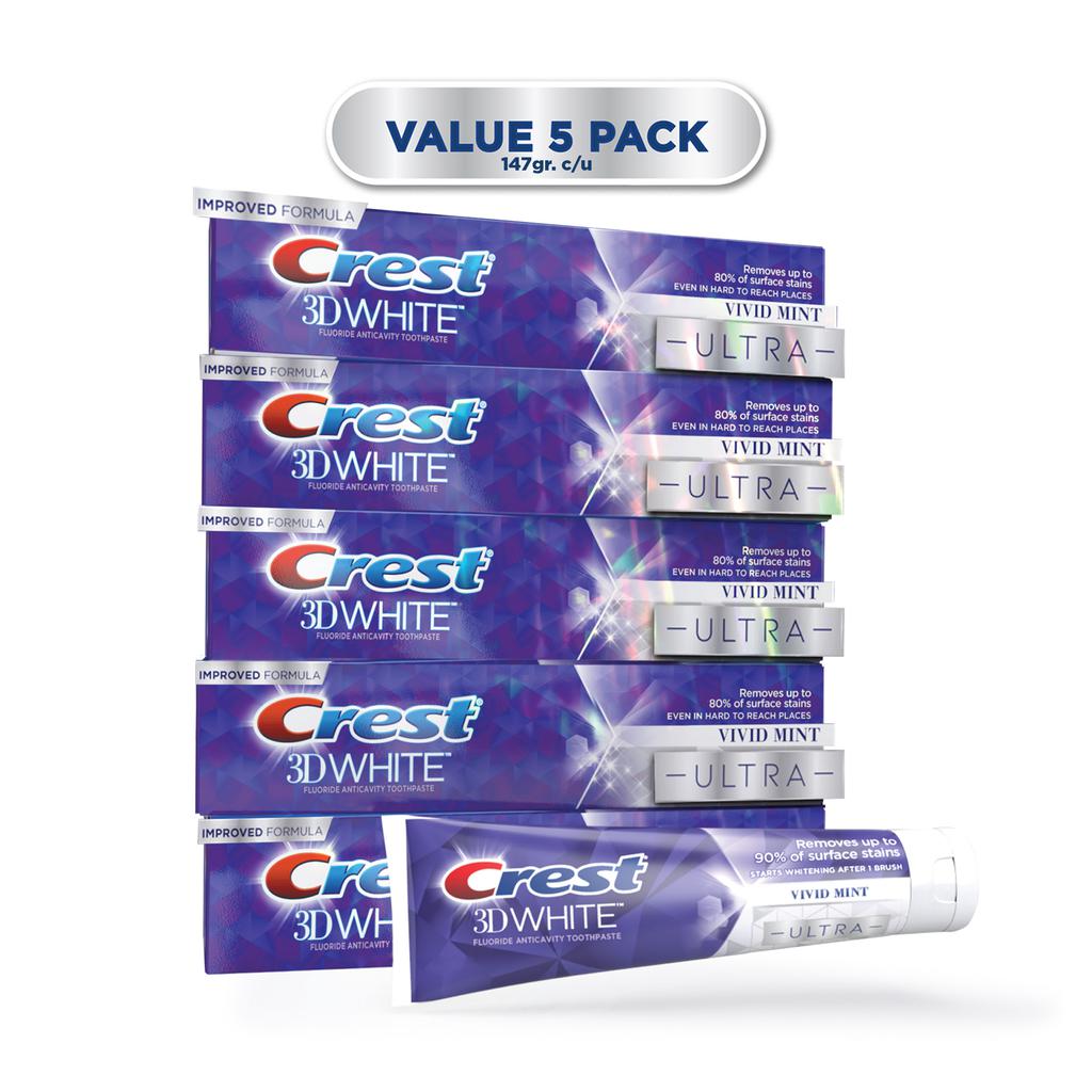 Crest Crema Dental 3D White Advanced Whitening 5 Unidades / 147 g / 5.2 oz
