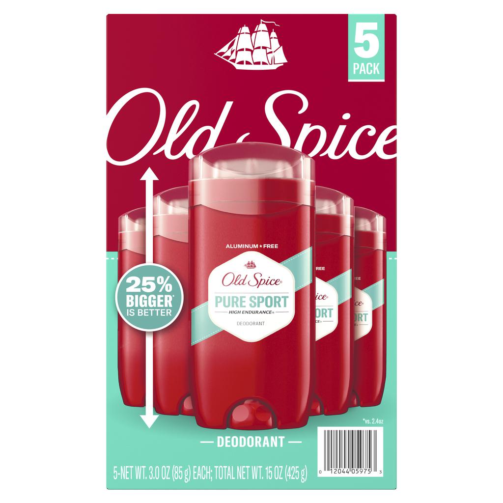 Old Spice Desodorante Pure Sport Esencia Masculina 5 Unidades / 85 g / 3 oz