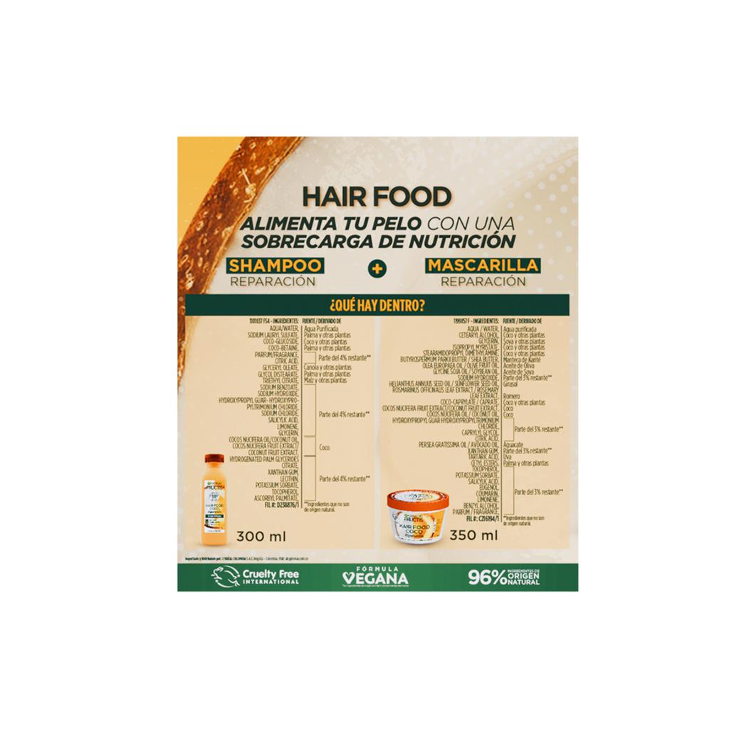 Garnier Fructis Hair Food Coco Shampoo Reparación 300 mL + Mascarilla 350 mL