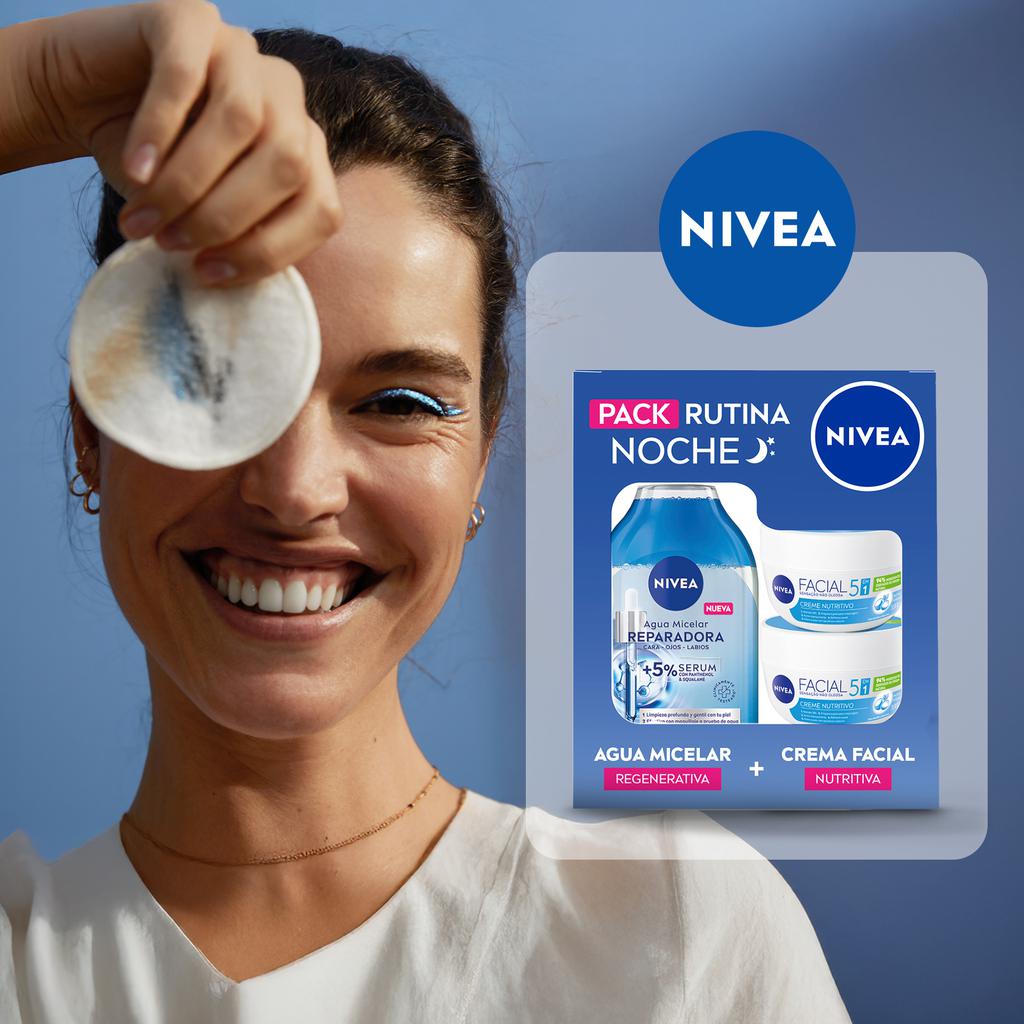 Nivea Kit Rutina Noche con Agua Micelar Regenerativa 400 mL + Crema Facial Nutritiva 100 mL
