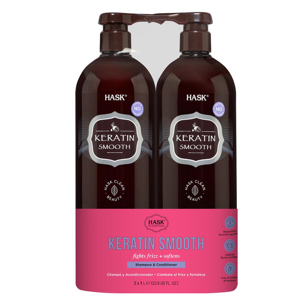 Hask Shampoo y Acondicionador Alisador con Proteína de Keratina 2 Unidades / 1 L / 33.8 oz
