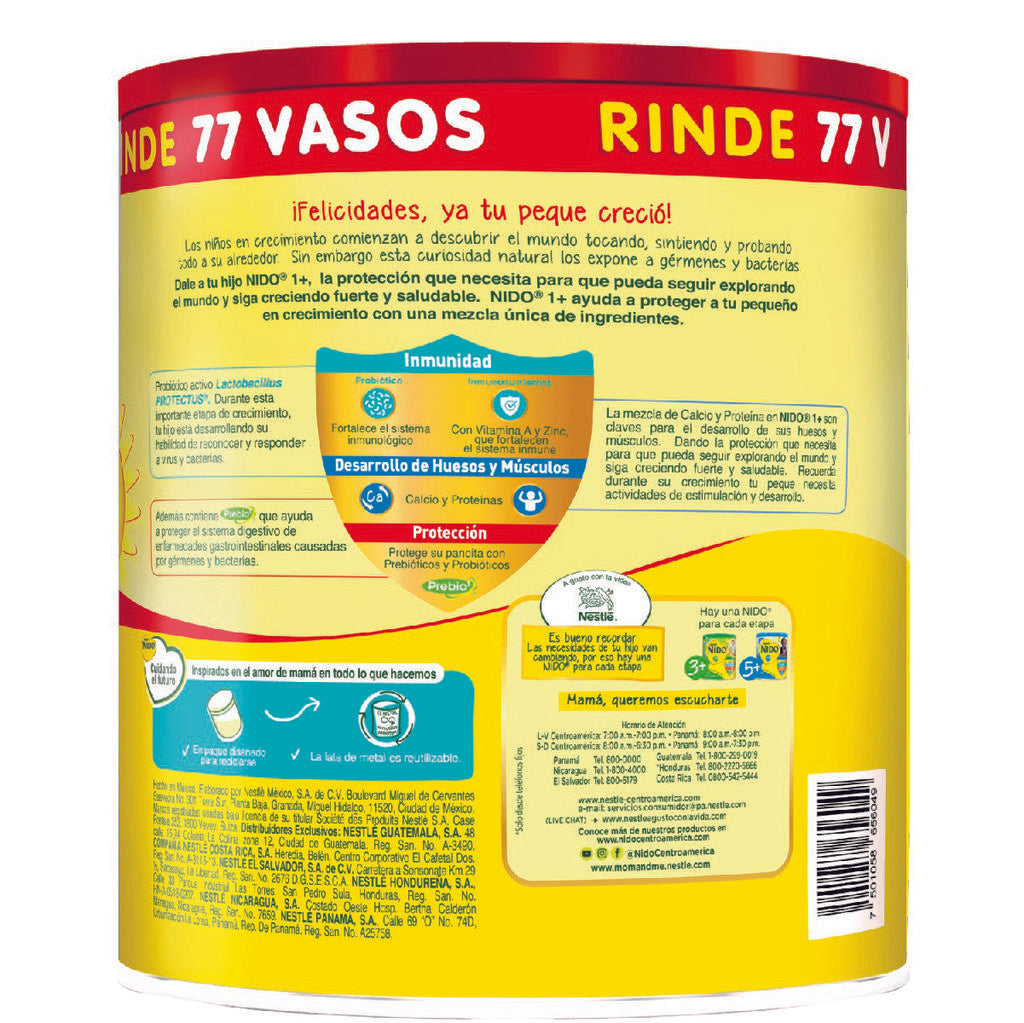 Nestle Nido 1+ Fórmula para Bebes en Crecimiento con Vitamina A y Zinc 2.8 kg / 6.1 lb