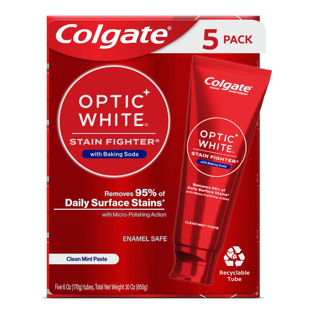 [490043] Colgate Crema Dental Optic White con Bicarbonato de Sodio 5 Unidades / 170 g