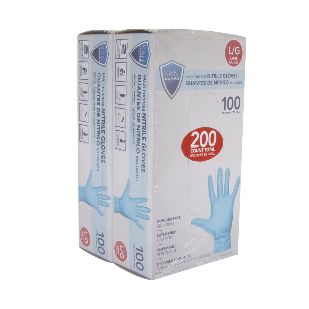 [467676] Sani-Guard Guantes Desechables de Nitrilo Multiusos Talla Grande 2 Paquetes / 100 Unidades