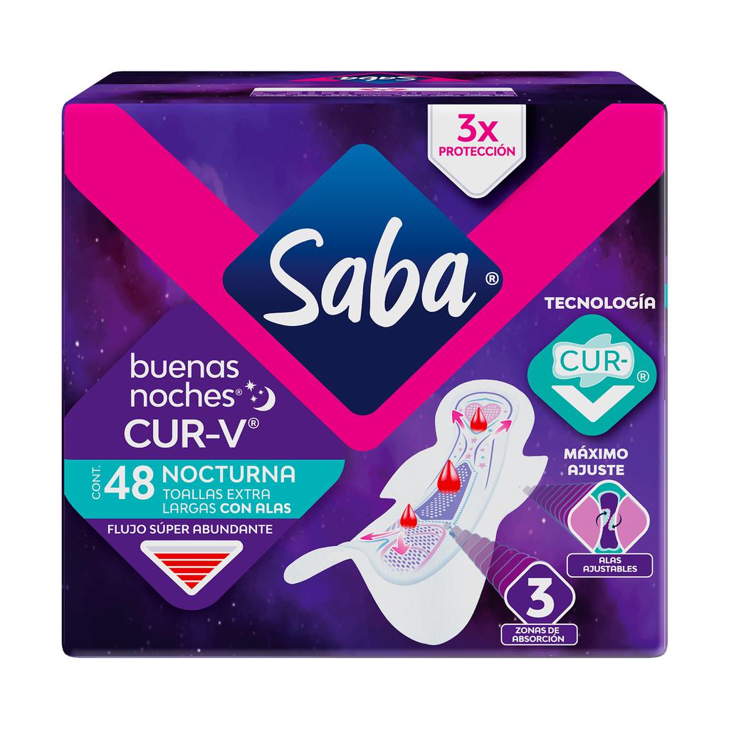[511503] Saba Toallas Femeninas con Alas Buenas Noches Cur-V 48 Unidades