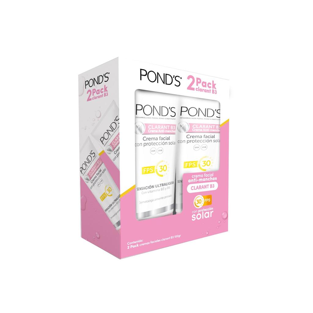 [494649] Pond's Clarant B3 Crema Facial con Protección Solar FPS 30 Sensación Ultraligera 2 Unidades / 100 g