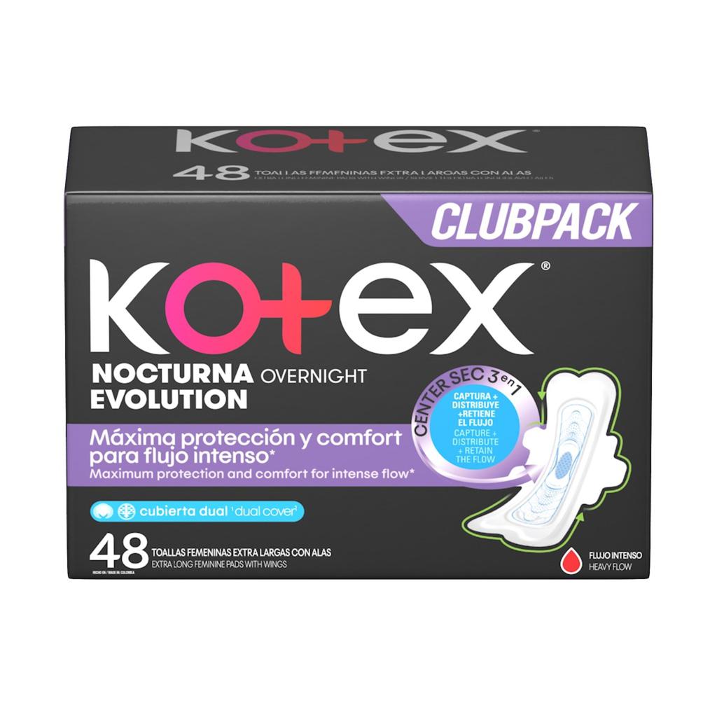 [555874] Kotex Nocturna Evolution Toallas Femeninas Extra Largas con Alas 48 Unidades