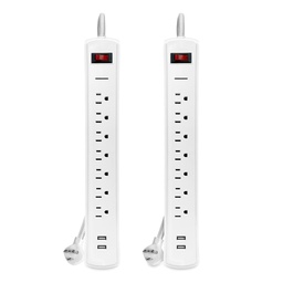Bytech Protector Contra Sobretensiones con 7 Tomas y 2 Puertos USB 2 Unidades