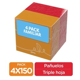 Kleenex Pañuelos Desechables 4 Unidades / 150 Hojas